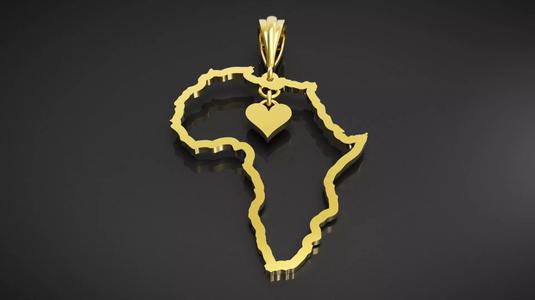 Africa pendant with heart
