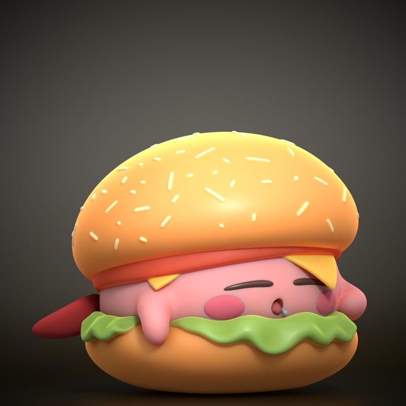 kirby burger - kirby fanart 3D print model