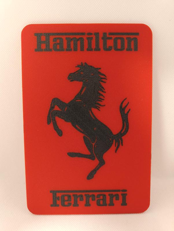 Plaque "Hamilton – Ferrari"