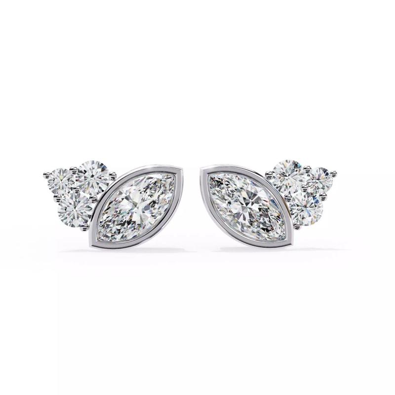 Diamond Studs Earrings 360 animation renders 3dm stl details