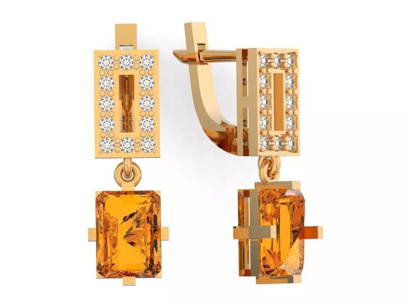 stylish earrings with a large radiant stone