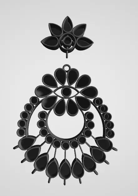 Indian Celebrity Inspired Necklace  Earring Set  High Detail STL