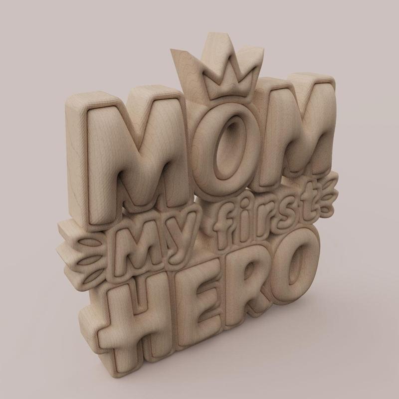 Mom My First Hero – Name Art for Mother’s Day (Wall or Desk Decor)