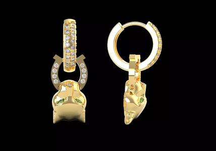 Panther head transformer earrings