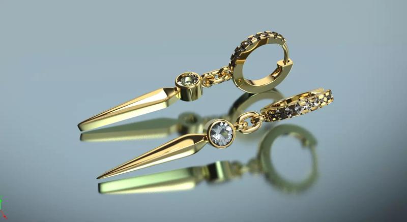 round earring with stones in Gothic style