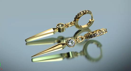 round earring with stones in Gothic style