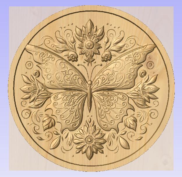 Butterfly Floral Mandala – 3D CNC Relief STL for Wood Carving