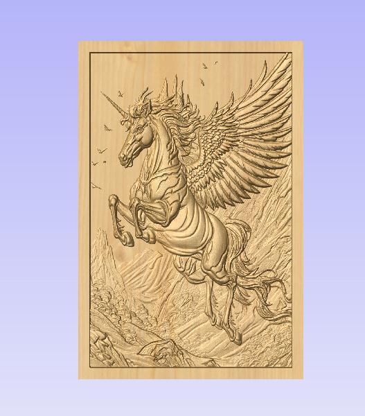 Winged Unicorn STL Relief – Majestic Fantasy CNC Carving Design