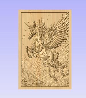 Winged Unicorn STL Relief – Majestic Fantasy CNC Carving Design