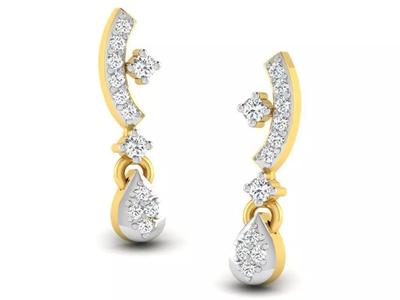 Gold Diamond Women Earring 3D print Model