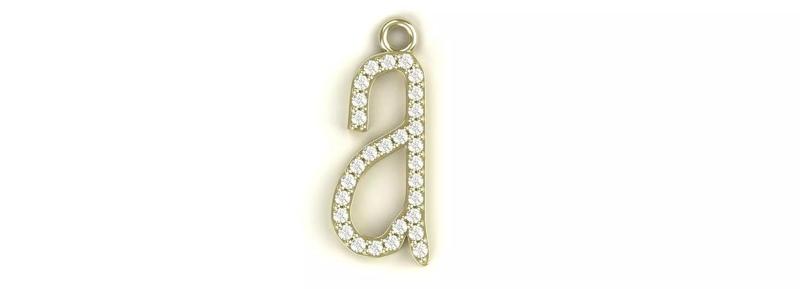 Diamond Lower Case A Pendant Gold Silver Platinum Jewelry