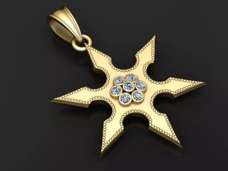 gold star pendant 3D printable model