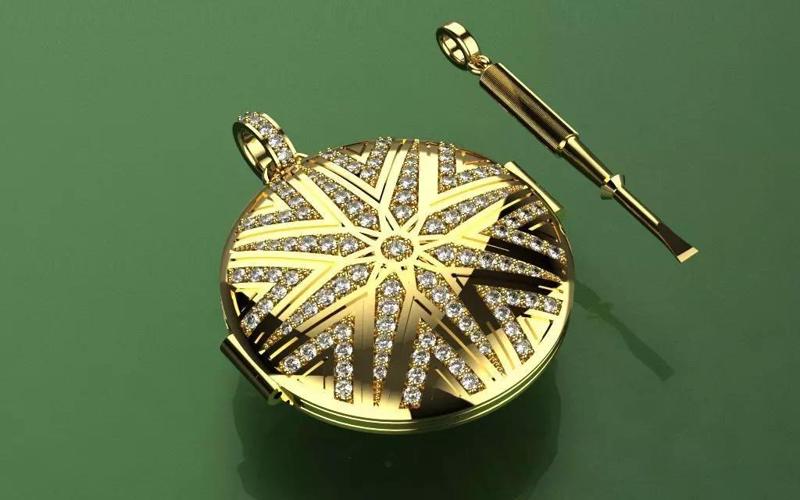 Reliquary Pendant with Key - Jewelry 3D - PG-412