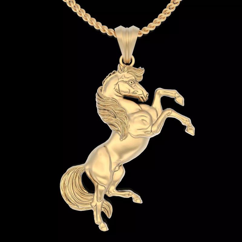 Horse pendant silver gold printable jewelry 3D model
