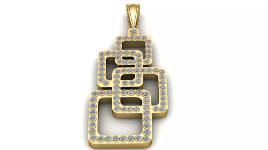 Geometric Square Pendant  3D Printable Model