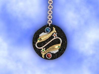 Pisces zodiac pendant medallion