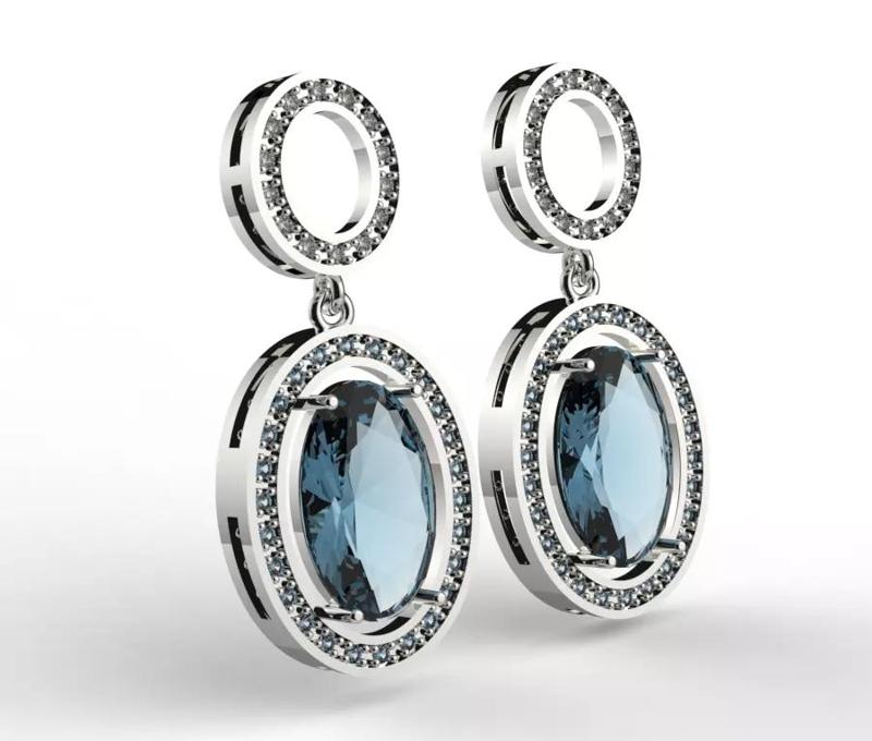 Brinco Oval com gemas