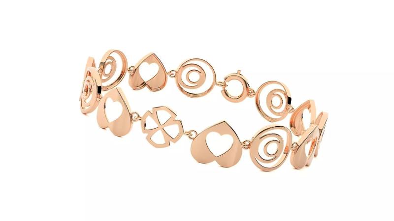 Heart Flower High Jewelry Diamond Bracelet 3dm stl renders