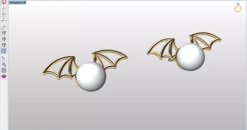 cute bat vampire earrings with pearl