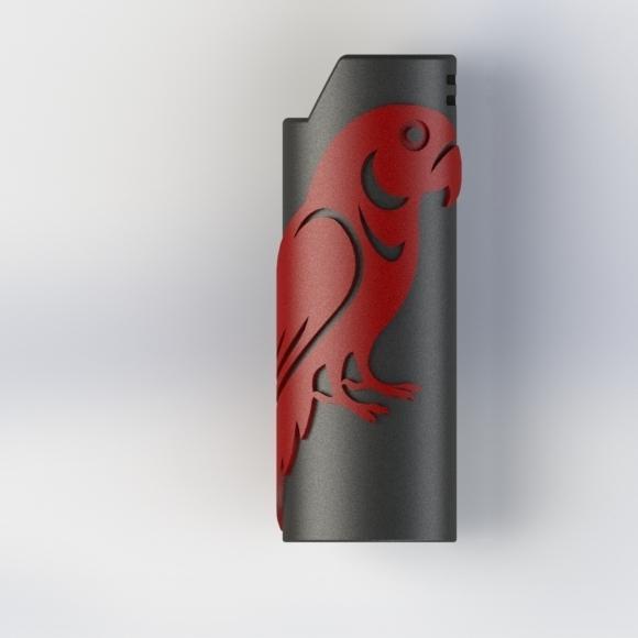 Parrot-Engraved Lighter Case - Exotic