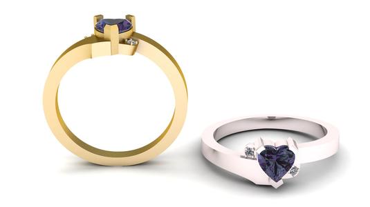 “Amethyst Heart Gold Ring