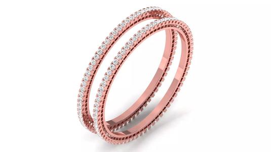 Diamond-Studded Gold Bangle Set High-Quality 3D Model