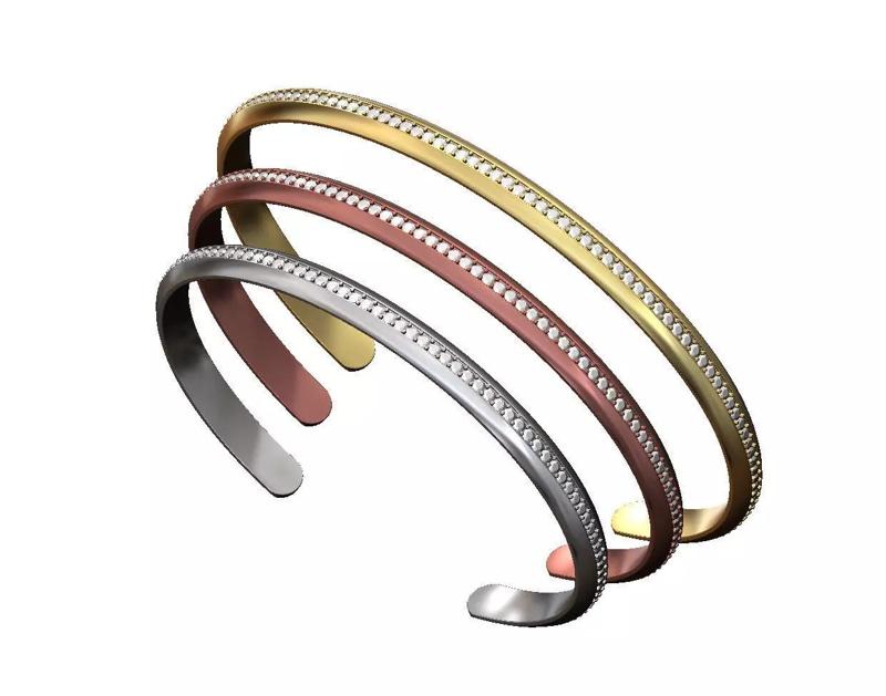 Diamond chamfred sides cuff bracelet