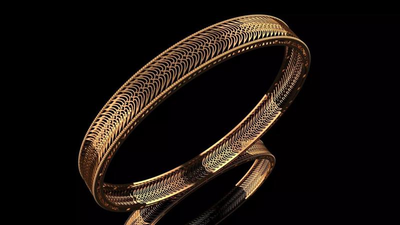 1304 Endless Gold Lace Bangle 61MM-8gm