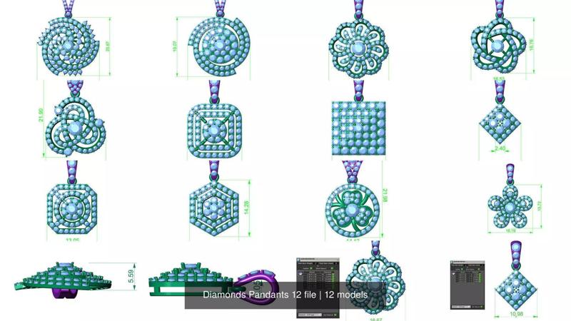 Jewelry Diamonds Pandants 12 file 3D Model Collection