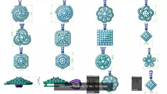 Jewelry Diamonds Pandants 12 file 3D Model Collection