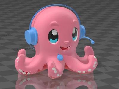 cute chibi gamer octopus