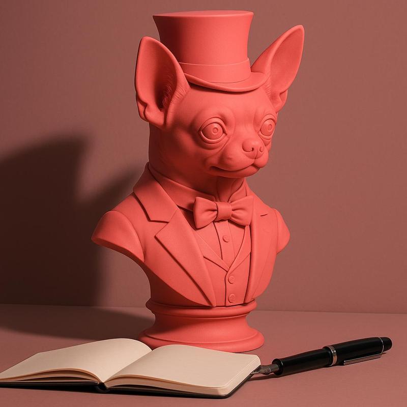 Gentleman Dog Bust – 3D Printable Statue with Suit & Top Hat