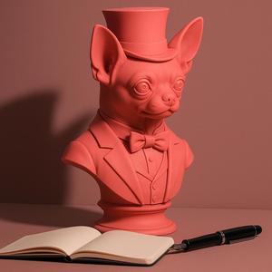 Gentleman Dog Bust – 3D Printable Statue with Suit & Top Hat