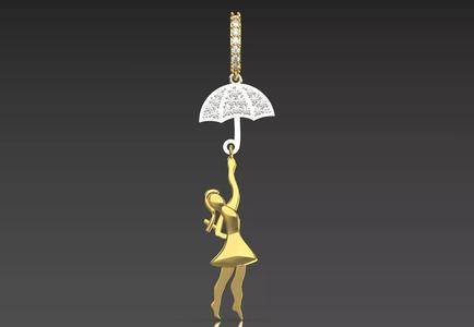 Umbrella Girl Jewelry stl 3dm  Pendant jp0312