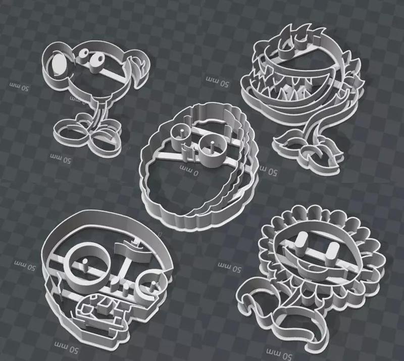 Plants Vs Zombies 5 Piece cookie cutters Kit Set