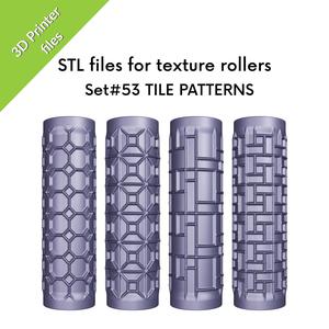 Texture Mini Rollers for clay, Tile patterns, kitchen, floor, ceramic, vintage, geometric, brick, Set #53