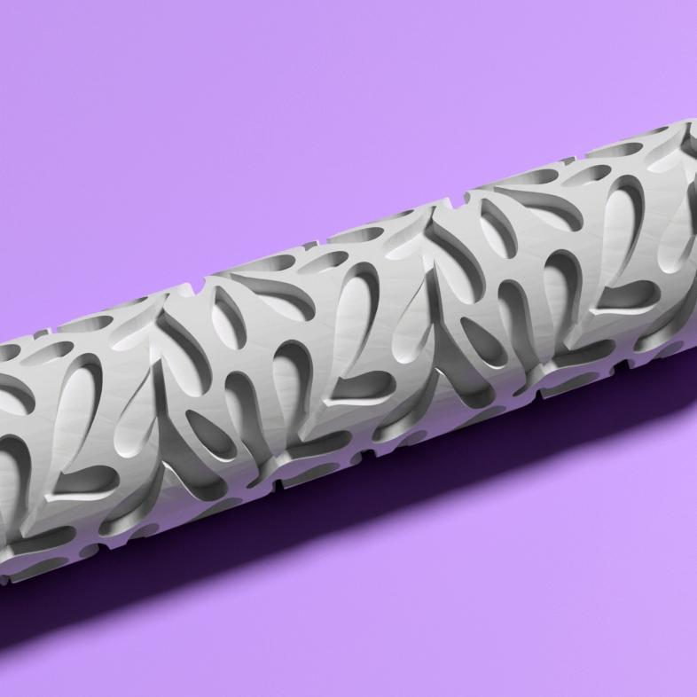 Floral Textured Roller + Handle (Model 1) – Baking & Craft Tool