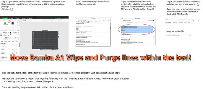 Bambu A1 Wipe and Purge Settings to move within the bed!