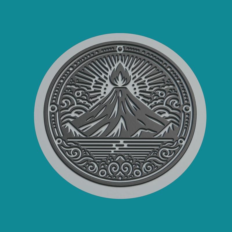 Volcano Medallion Volcano 3d Print Model