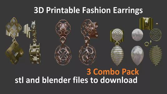 3D Printable Earrings Designs You Need to Try - Combo Pack-1