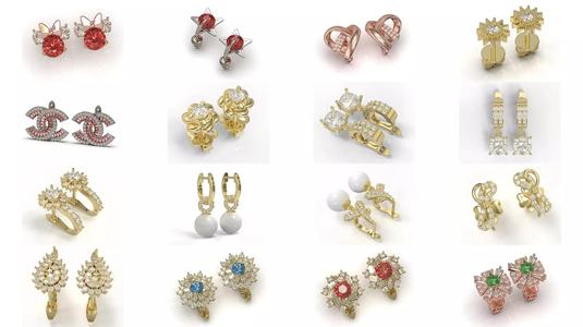 150 Earrings Diamond Hong Kong render detail 3D Model Collection