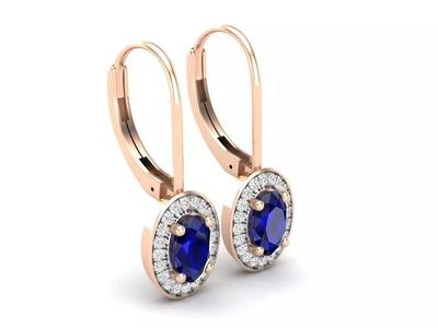 AV 426 Diamond Ladies Halo Style Dangling Drop Earrings