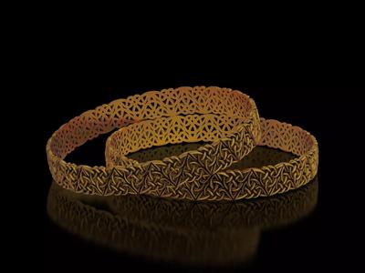 Triquetra Celtic knot filigree carving bangle gold silver