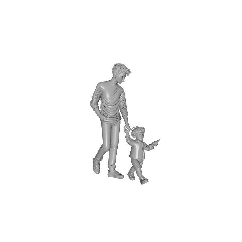 Father and Son Walking 3D Print – Heartwarming Father’s Day Figurine, Love and Family Decorative Model