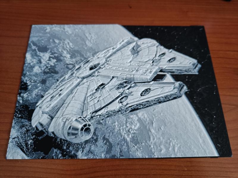 Millennium Falcon 3dPhoto Print B&W Star Wars