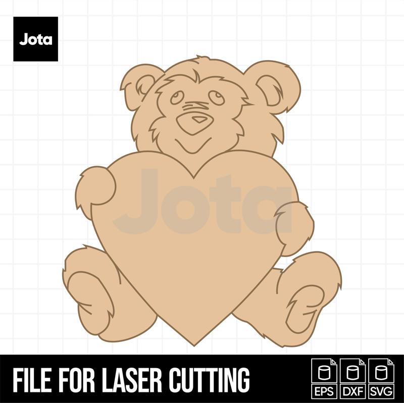 Bear with Heart Engraving - Bear with Heart Laser Engraving SVG - MDF Decorative Figure - DIY Love Decor
