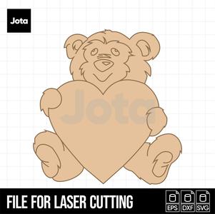 Bear with Heart Engraving - Bear with Heart Laser Engraving SVG - MDF Decorative Figure - DIY Love Decor