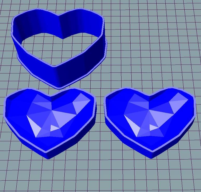 Mold LowPoly Heart 9CM