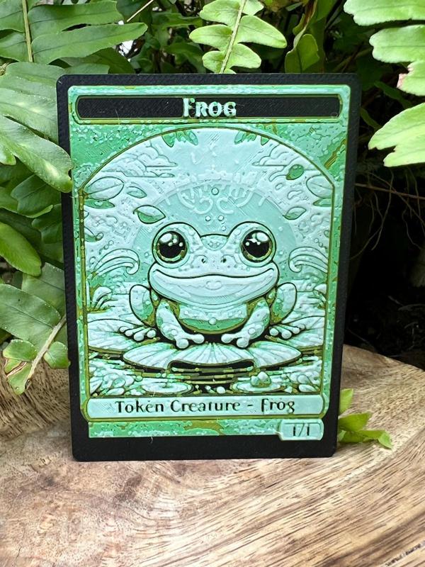 🐸🎴 MTG Token - 4-Color Frog Token STL for Commander Decks – 🎨 Compatible with No Multi-Color Printer! 🖌️🔄