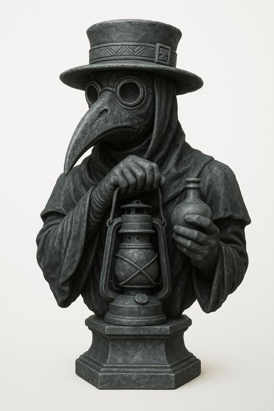 Black Plague Doctor Bust
